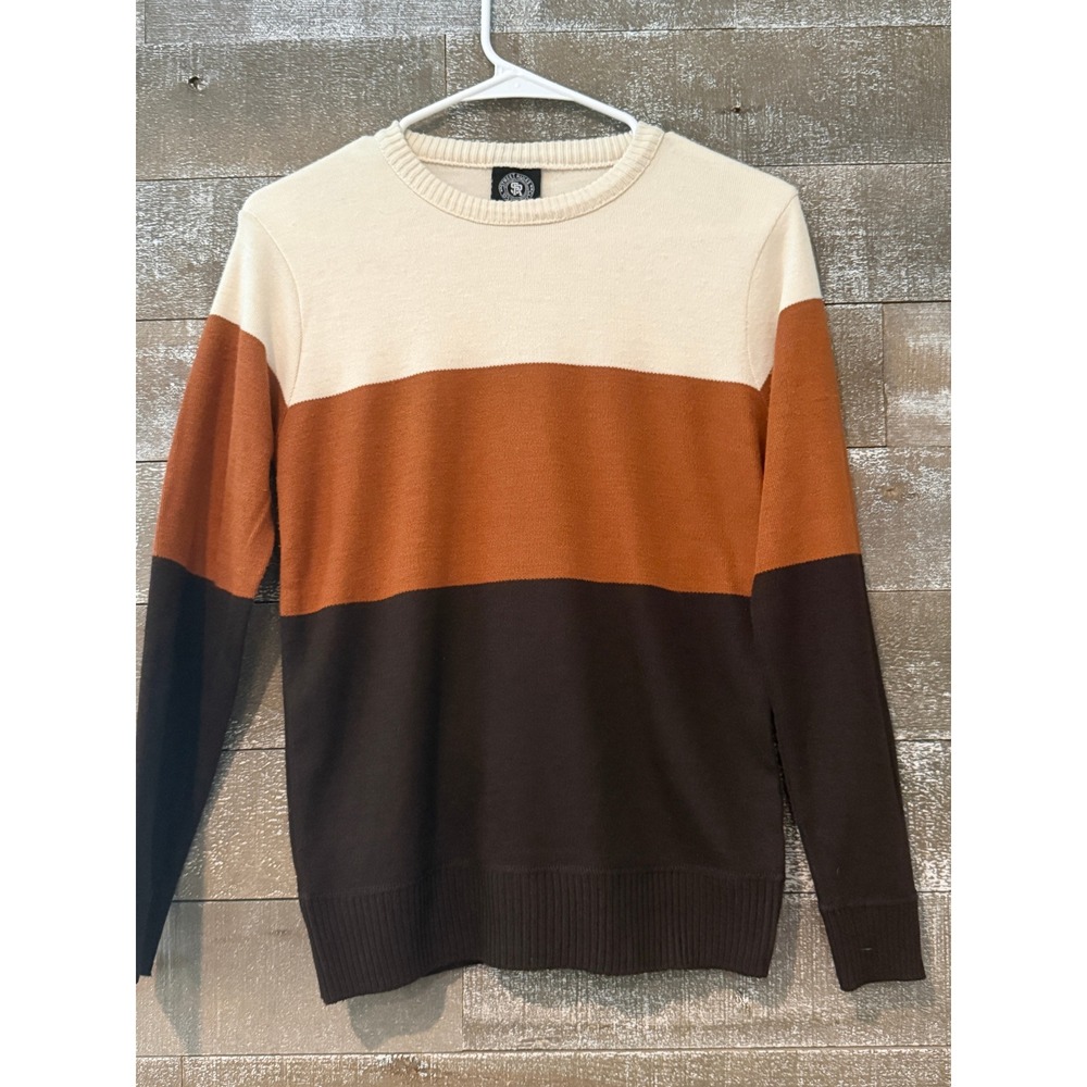 Street Rules Colorblock Sweater Womens 14/16 Brown Orange Cream BSWC-B